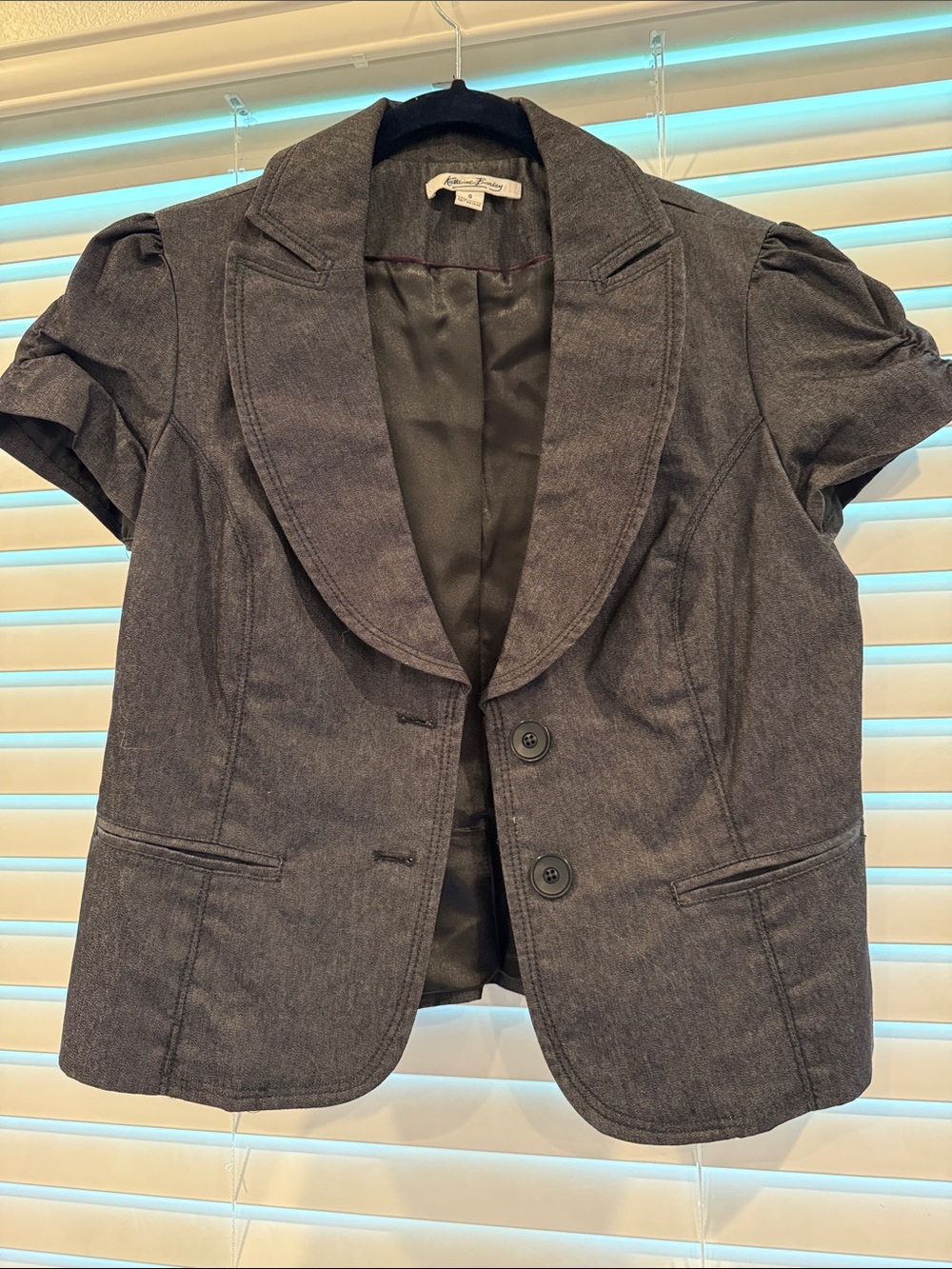 Katherine Barclay Short-Sleeve Black  Denim Blazer